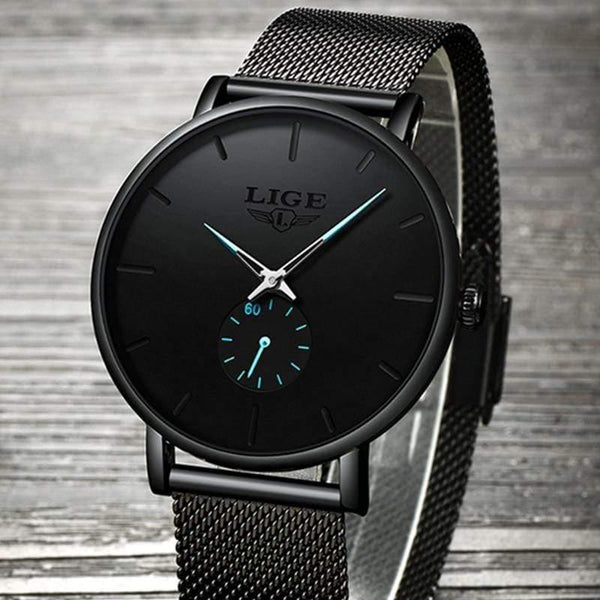 Planet Gates Black blue Sport Mens Watches Brand Luxury Waterproof Simple Watch Men Ultra Thin Dial Quartz Clock Relogio Masculino