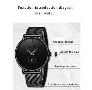 Planet Gates Black blue Sport Mens Watches Brand Luxury Waterproof Simple Watch Men Ultra Thin Dial Quartz Clock Relogio Masculino
