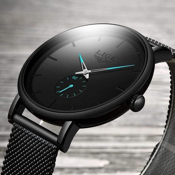 Planet Gates Black blue Sport Mens Watches Brand Luxury Waterproof Simple Watch Men Ultra Thin Dial Quartz Clock Relogio Masculino