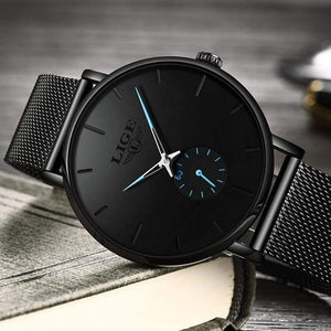 Planet Gates Black blue Sport Mens Watches Brand Luxury Waterproof Simple Watch Men Ultra Thin Dial Quartz Clock Relogio Masculino