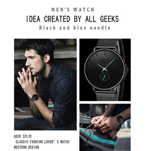 Planet Gates Black blue Sport Mens Watches Brand Luxury Waterproof Simple Watch Men Ultra Thin Dial Quartz Clock Relogio Masculino