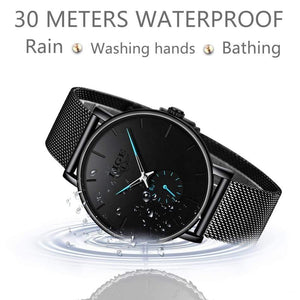 Planet Gates Black blue Sport Mens Watches Brand Luxury Waterproof Simple Watch Men Ultra Thin Dial Quartz Clock Relogio Masculino