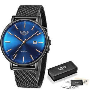 Planet Gates Black blue Watch Stainless Steel Mesh Belt Waterproof Clock Quartz Wristwatch Women watch  Relogio Masculino