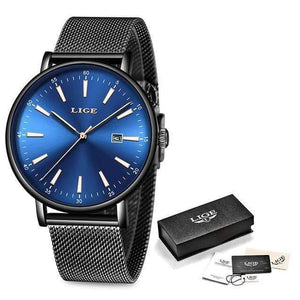 Planet Gates Black blue Watch Women Stainless Steel Waterproof Watch Super Slim Mesh Belt Clock Ladies Gift Watch Relogio Feminino