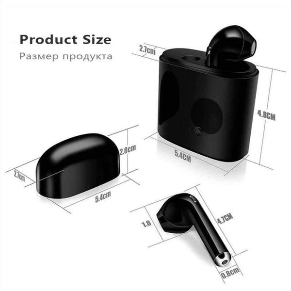 Planet Gates Black Bluetooth Earphones i7s Mini True Wireless Earbud Headset For apple headphones iPhone Android Charging Box Samsung
