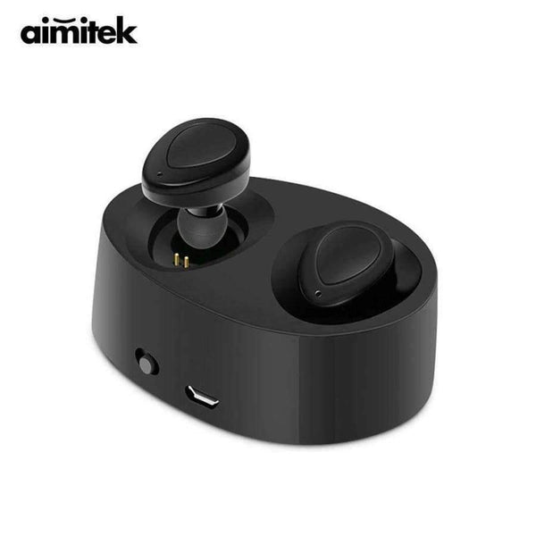Planet Gates Black Bluetooth Earphones True Wireless Earbuds Mini Stereo Music Headsets Hands-free With Mic Charging Box for Phones