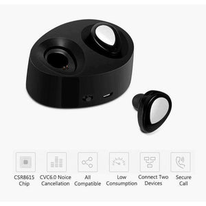 Planet Gates Black Bluetooth Earphones True Wireless Earbuds Mini Stereo Music Headsets Hands-free With Mic Charging Box for Phones