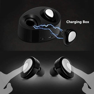 Planet Gates Black Bluetooth Earphones True Wireless Earbuds Mini Stereo Music Headsets Hands-free With Mic Charging Box for Phones