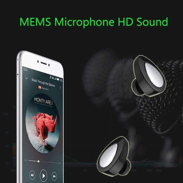 Planet Gates Black Bluetooth Earphones True Wireless Earbuds Mini Stereo Music Headsets Hands-free With Mic Charging Box for Phones