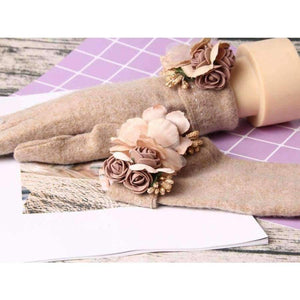 Planet Gates black Brand Gloves Winter Women Gloves Cashmere Mittens Female Beig Flower Warm Wool Gloves Women Driving Gloves