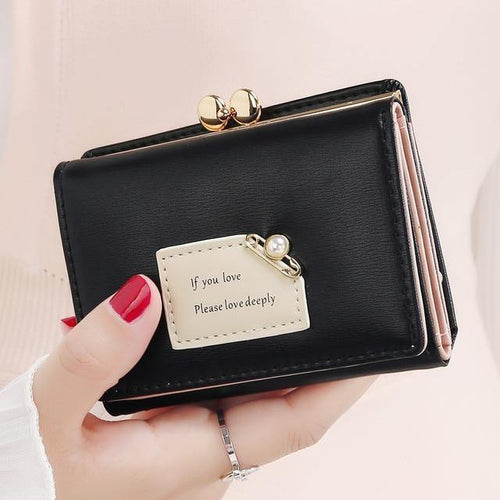 Planet Gates Black Brand New Arrival Women Wallets Female Short Design Fashion Three Fold Purse Simple Student Clutch