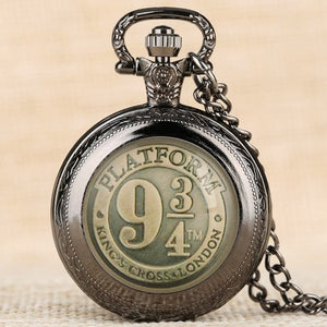 Planet Gates Black/Bronze/Gold/Silver Clock 9 3/4 Platform King's Cross Quartz Pocket Watch Necklace Chain FOB Watch Pendant Art Collectibles