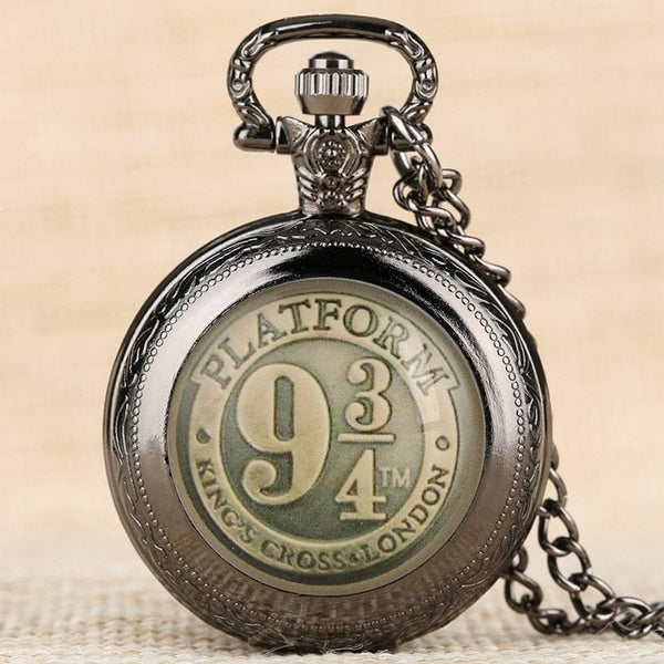 Planet Gates Black/Bronze/Gold/Silver Clock 9 3/4 Platform King's Cross Quartz Pocket Watch Necklace Chain FOB Watch Pendant Art Collectibles
