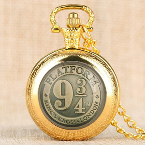 Planet Gates Black/Bronze/Gold/Silver Clock 9 3/4 Platform King's Cross Quartz Pocket Watch Necklace Chain FOB Watch Pendant Art Collectibles