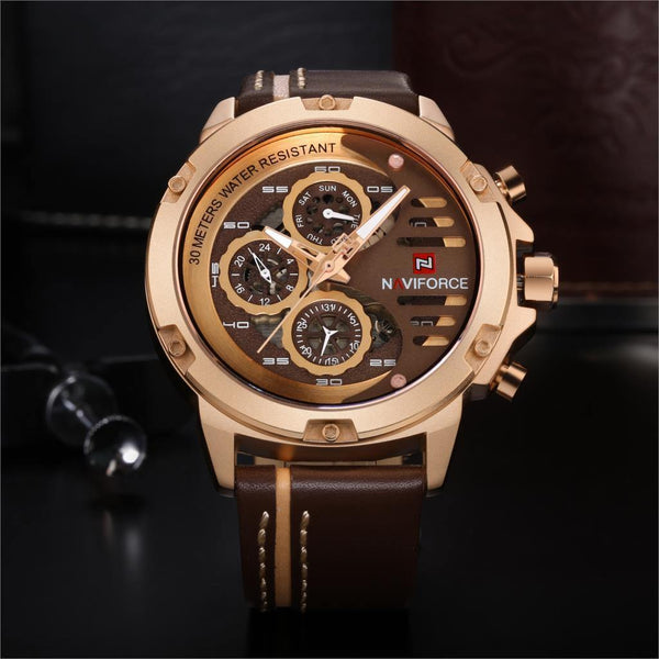 Planet Gates Black Brown Mens Watches Top Brand Luxury 3Bar Waterproof Date Quartz Watch Man Leather Sport Wrist Watch Men Waterproof Clock