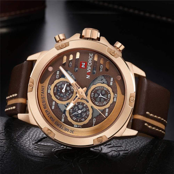 Planet Gates Black Brown Mens Watches Top Brand Luxury 3Bar Waterproof Date Quartz Watch Man Leather Sport Wrist Watch Men Waterproof Clock