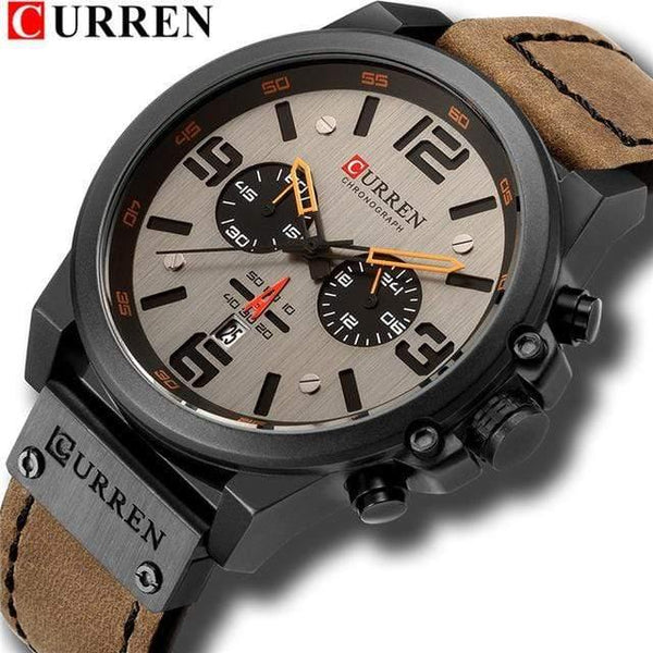 Planet Gates black brown Mens Watches Top Luxury Brand Waterproof Sport Wrist Watch Chronograph Quartz Military Genuine Leather Relogio Masculino
