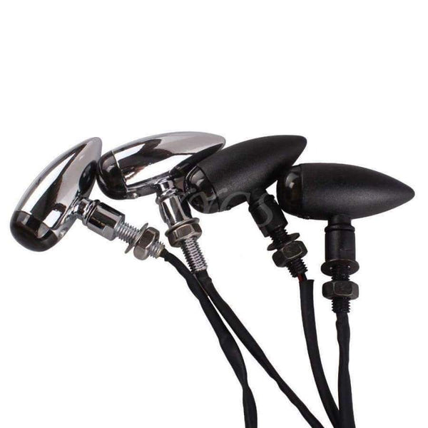 Planet Gates Black Bullet Metal LED Lens Motorcycle Turn Signal Indicator Flasher Light For Mini Sportster Harley Bobber Chopper For Honda Yamaha