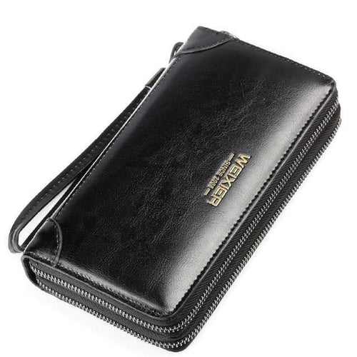 Planet Gates Black Business Men Wallet Long PU Leather Cell Phone Clutch Wallet Purse Hand Bag Top Zipper Large Wallet Card Holders