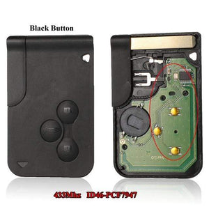 Planet Gates Black Button 7947 Smart Key Card for Renault Megane II Scenic II Grand Scenic 2003-2008 433mhz PCF7947 Chip ID46 3 Button Remote PCB Ultrasonic