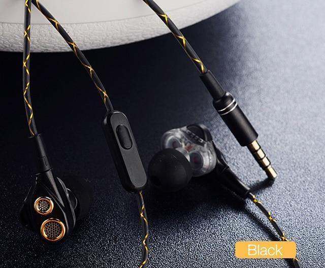 Planet Gates Black CAFELE 4D Professional Enthusiast In-Ear Wired Earphone Dual Dynamic Metal Heavy Bass High fidelity Sound Quality Music Earphone