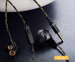 Planet Gates Black CAFELE 4D Professional Enthusiast In-Ear Wired Earphone Dual Dynamic Metal Heavy Bass High fidelity Sound Quality Music Earphone