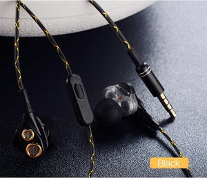 Planet Gates Black CAFELE 4D Professional Enthusiast In-Ear Wired Earphone Dual Dynamic Metal Heavy Bass High fidelity Sound Quality Music Earphone