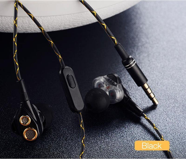 Planet Gates Black CAFELE 4D Professional Enthusiast In-Ear Wired Earphone Dual Dynamic Metal Heavy Bass High fidelity Sound Quality Music Earphone
