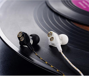 Planet Gates Black CAFELE 4D Professional Enthusiast In-Ear Wired Earphone Dual Dynamic Metal Heavy Bass High fidelity Sound Quality Music Earphone