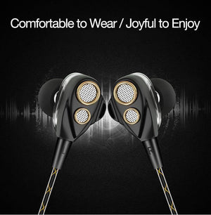 Planet Gates Black CAFELE 4D Professional Enthusiast In-Ear Wired Earphone Dual Dynamic Metal Heavy Bass High fidelity Sound Quality Music Earphone