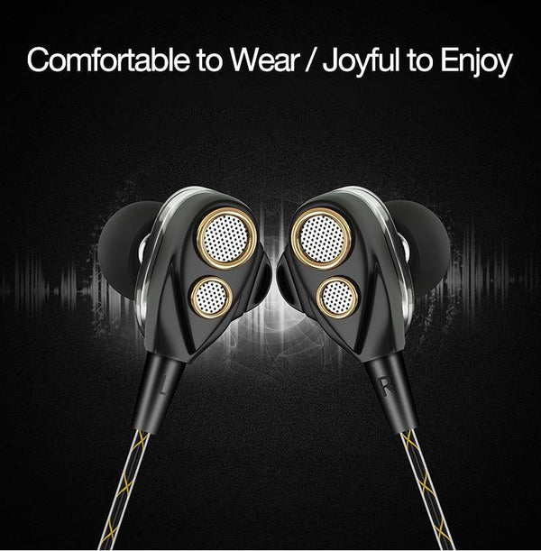 Planet Gates Black CAFELE 4D Professional Enthusiast In-Ear Wired Earphone Dual Dynamic Metal Heavy Bass High fidelity Sound Quality Music Earphone