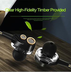 Planet Gates Black CAFELE 4D Professional Enthusiast In-Ear Wired Earphone Dual Dynamic Metal Heavy Bass High fidelity Sound Quality Music Earphone