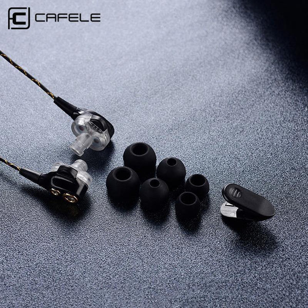 Planet Gates Black CAFELE 4D Professional Enthusiast In-Ear Wired Earphone Dual Dynamic Metal Heavy Bass High fidelity Sound Quality Music Earphone