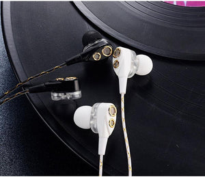 Planet Gates Black CAFELE 4D Professional Enthusiast In-Ear Wired Earphone Dual Dynamic Metal Heavy Bass High fidelity Sound Quality Music Earphone