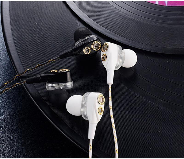 Planet Gates Black CAFELE 4D Professional Enthusiast In-Ear Wired Earphone Dual Dynamic Metal Heavy Bass High fidelity Sound Quality Music Earphone