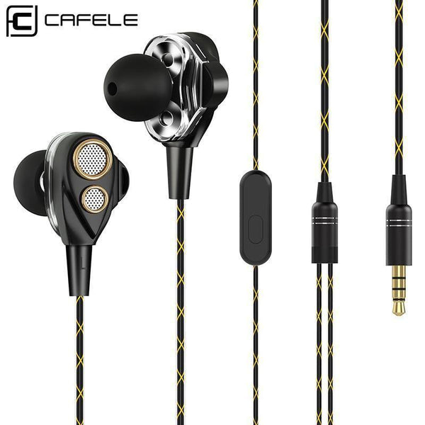 Planet Gates Black CAFELE Professional In-Ear Wired Earphone Metal Heavy Bass High fidelity Sound Quality Music Earphone for smart phone