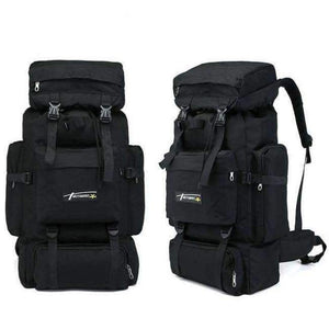 Camo Tactical Backpack Military Army Waterproof Hiking Camping Backpack Travel Rucksack Outdoor Sports Climbing Bag - Black