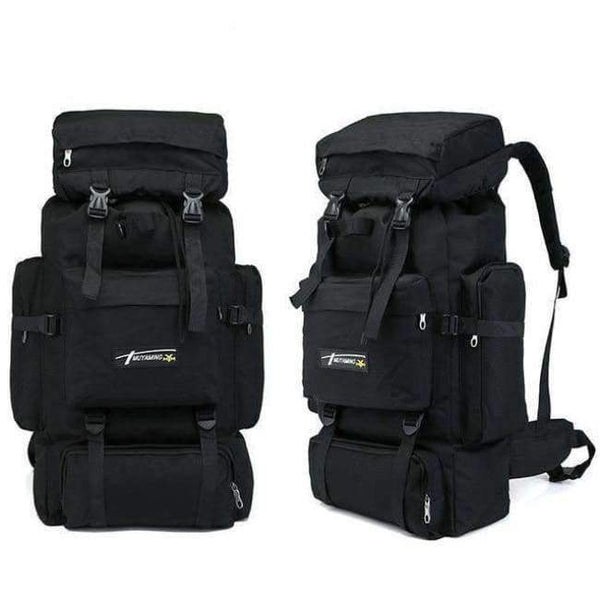 Camo Tactical Backpack Military Army Waterproof Hiking Camping Backpack Travel Rucksack Outdoor Sports Climbing Bag - Black