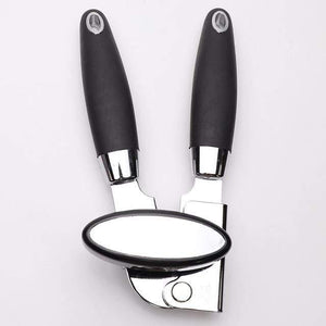 Planet Gates Black Can Opener Manual Smooth Edge-Professional Design to Effortlessly ,Premium Stainless Steel Blade,Good Grip Silicone Handle