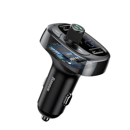 Planet Gates Black Car Charger FM Transmitter Aux Modulator Bluetooth Handsfree Car Audio MP3 Player 3.4A Fast Dual USB Mobile Phone Charger