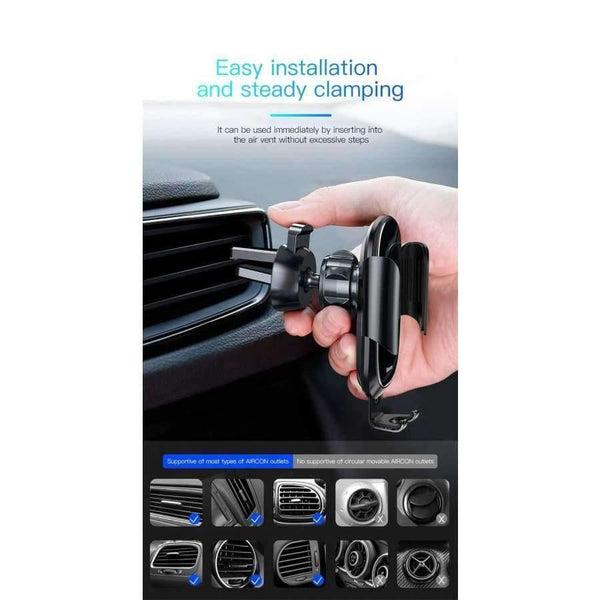 Planet Gates Black Car Phone Holder For iPhone X XS Max XR Samsung S9 S8 Gravity Air Vent Mount Phone Holder in Car Holder Cell Phone Stand