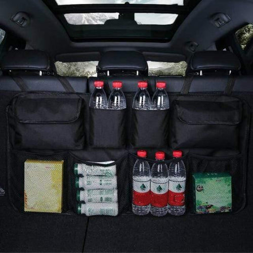 Planet Gates Black Car Trunk Organizer Adjustable Backseat Storage Bag Net High Capacity Multi-use Oxford Automobile Seat Back Organizers Universal