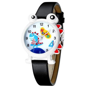 Planet Gates black Cartoon Dinosaur Children Watch Cute Kids Boys Waterproof Watches Genuine Leather Kid Wristwatch Students Clock