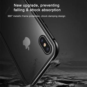 Planet Gates Black Case / For iPhone X Case Baseus Magnetic Adsorption Case For iPhone X 10 Luxury Metal Bumper+Tempered Glass Back Cover Flip Case For iPhoneX Phone Cases