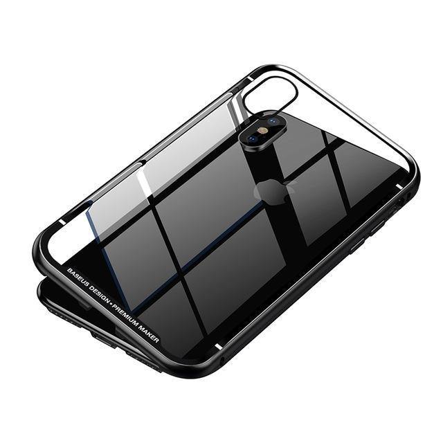 Planet Gates Black Case / For iPhone X Case Baseus Magneto Magnetic Adsorption Case For iPhone X Metal Bumper + 9H Tempered Glass Case For iPhone X Phone Cases