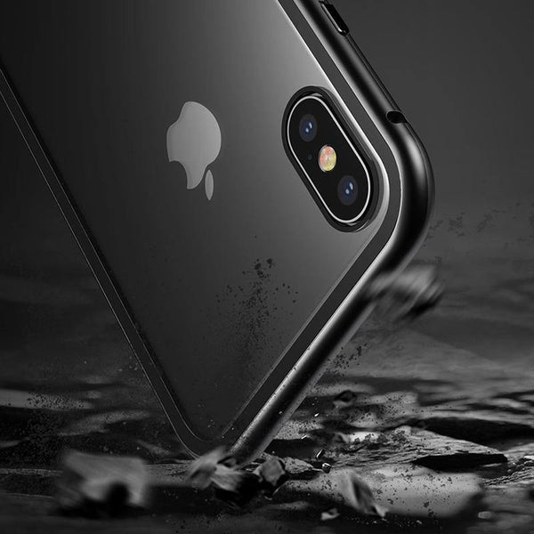 Planet Gates Black Case / For iPhone X Case Baseus Magneto Magnetic Adsorption Case For iPhone X Metal Bumper + 9H Tempered Glass Case For iPhone X Phone Cases
