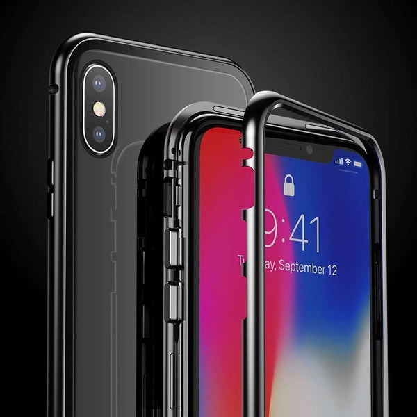 Planet Gates Black Case / For iPhone X Case Baseus Magneto Magnetic Adsorption Case For iPhone X Metal Bumper + 9H Tempered Glass Case For iPhone X Phone Cases