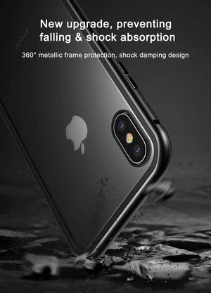 Planet Gates Black Case / For iPhone X Case Baseus Magneto Magnetic Adsorption Case For iPhone X Metal Bumper + 9H Tempered Glass Case For iPhone X Phone Cases
