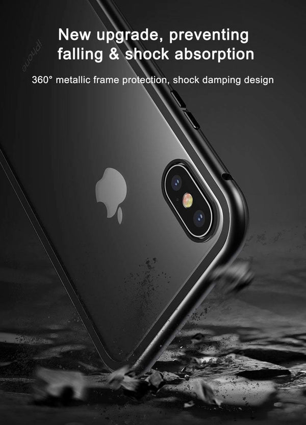 Planet Gates Black Case / For iPhone X Case Baseus Magneto Magnetic Adsorption Case For iPhone X Metal Bumper + 9H Tempered Glass Case For iPhone X Phone Cases