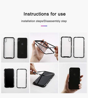 Planet Gates Black Case / For iPhone X Case Baseus Magneto Magnetic Adsorption Case For iPhone X Metal Bumper + 9H Tempered Glass Case For iPhone X Phone Cases